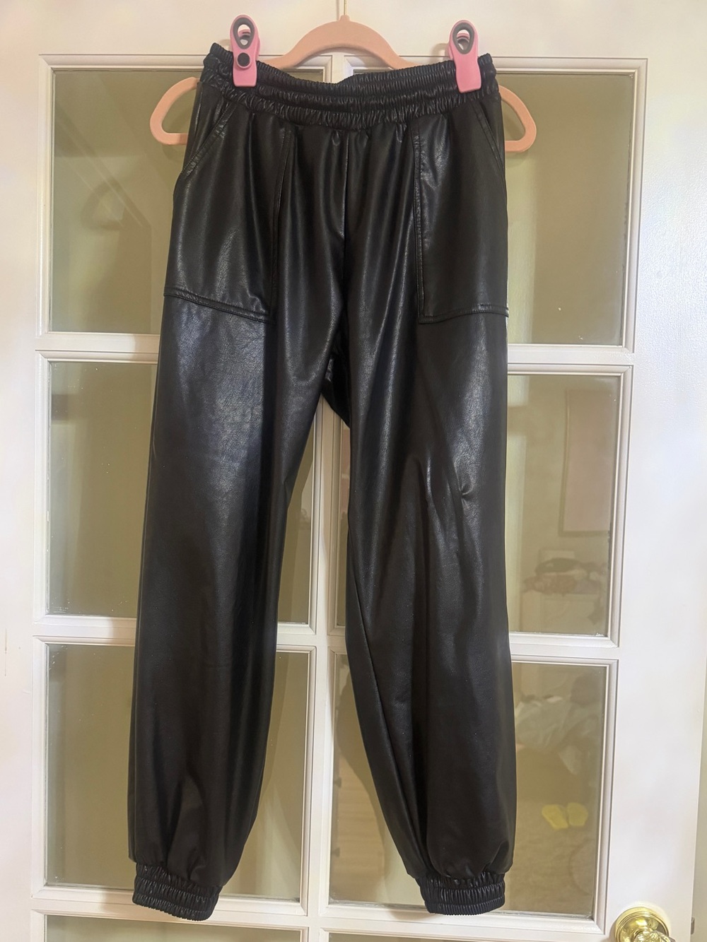 Anna and Ava Black Faux Leather Jogger Pants